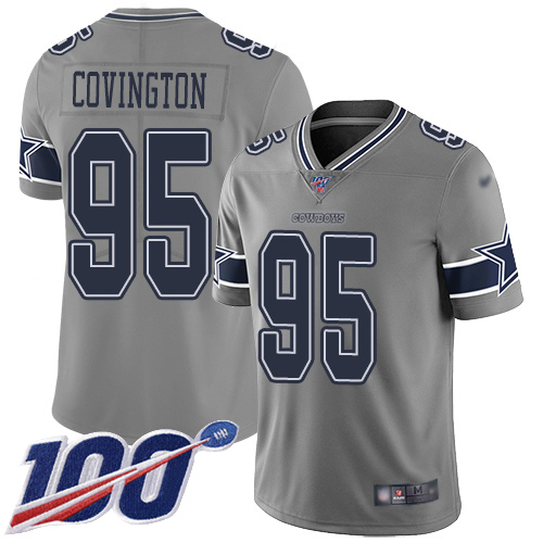 Men Dallas Cowboys Limited Gray Christian Covington 95 100th Season Inverted Legend NFL Jersey